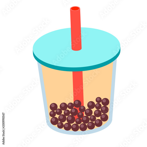 Tableau sur toile Boba tea in flat style