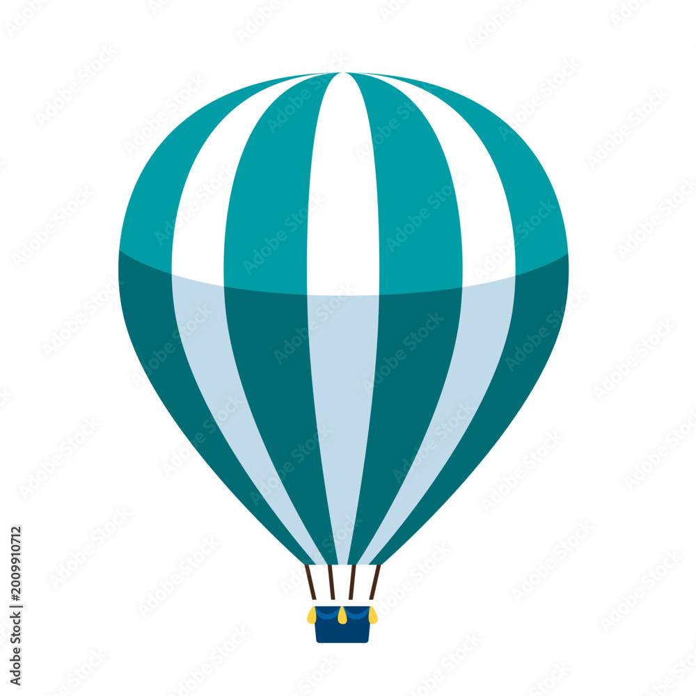 Naklejka premium Turquoise and white striped hot air balloon