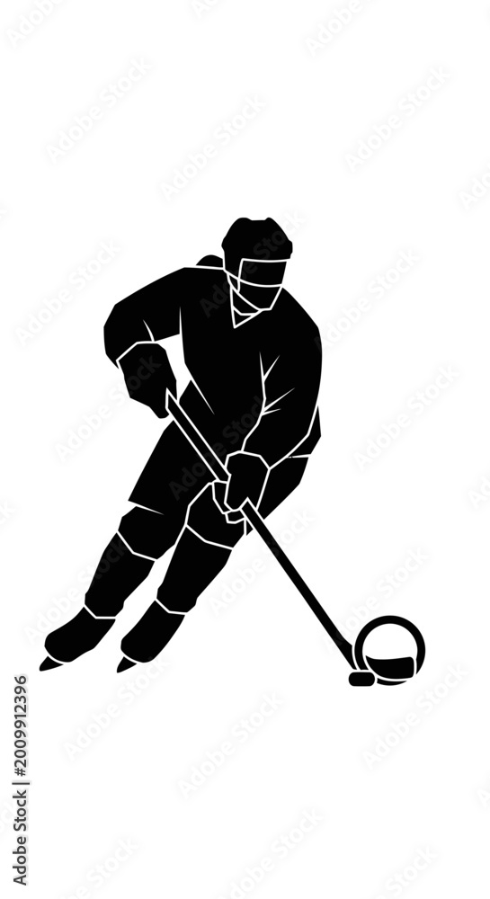 Obraz premium Hockey player silhouette in black and white
