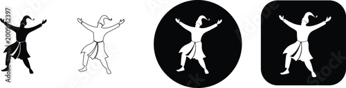 Fotografía Whirling dervish silhouette and outline circular and square black and white repr