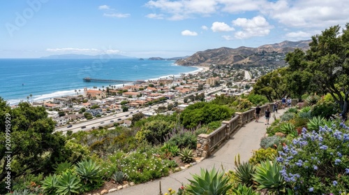 Downtown Ventura County from Ventura Botanical Gardens, scenic city and garden overlook with coastal California charm, urban landscape and lush greenery, ideal for travel and destination themes,