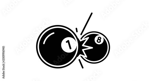 Photos Collision of Billiard Balls 1 and 8