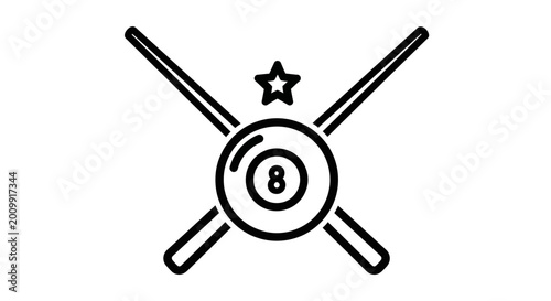 Photos Billiard 8 Ball Crossed Cues Star Icon Vector Outline
