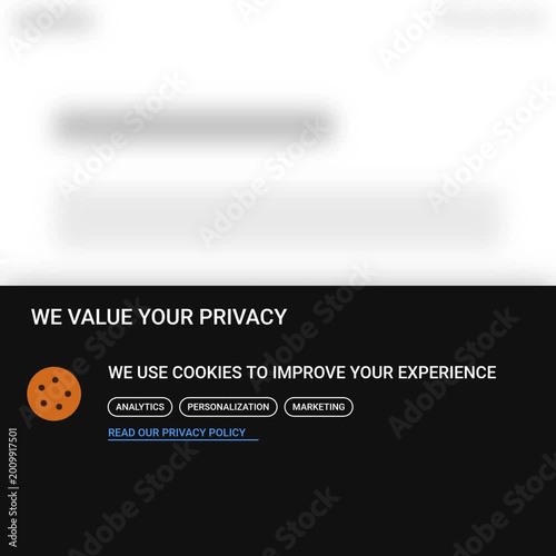 Website cookie consent banner for privacy and data management