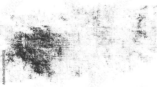 Cuadro en lienzo Black ink splatters and smudges on white textured background with grunge effect