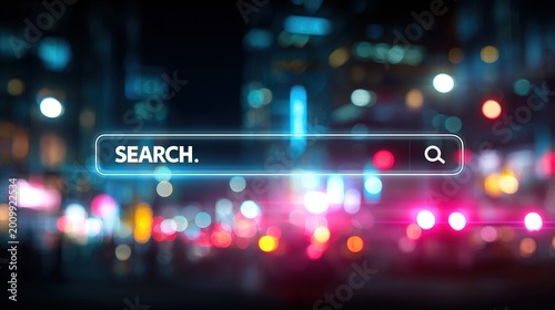 Exploring Innovative Search Bar Interfaces with Glowing Technology Elements in a Modern Digital Environment for Enhanced User Experience