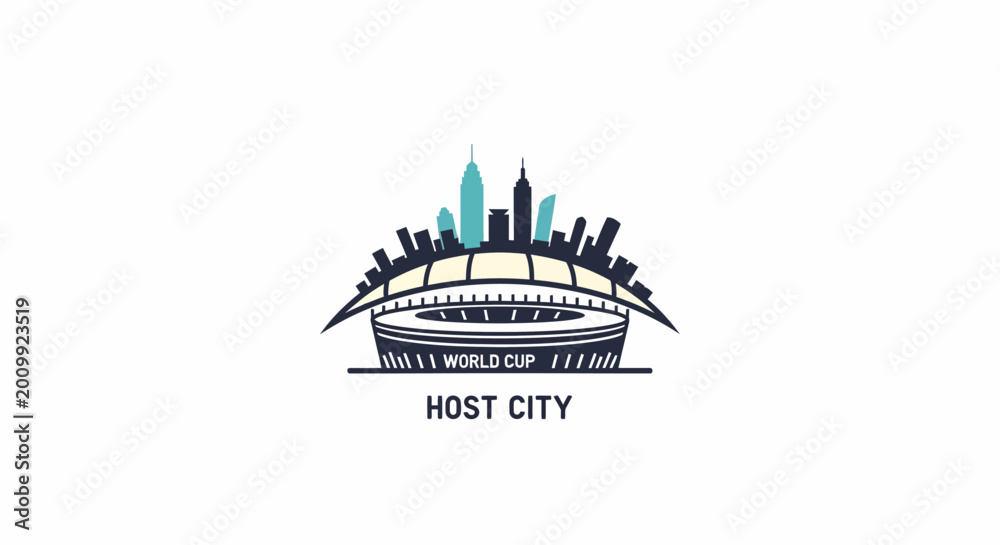 Fototapeta premium Host City Skyline Stadium Emblem.