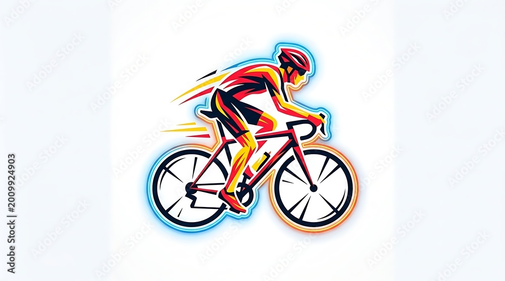 Fototapeta premium dynamic cyclist neon speed motion art for sports marketing