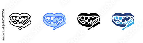 Brushing Teeth icon set multiple style collection