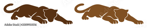 Photography Brown Panther Vector Illustration, sleek feline predator in a stalking pose, wil