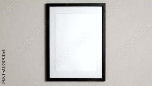 Photos Minimalist Black Frame with White Mat on a Neutral Wall Mockup