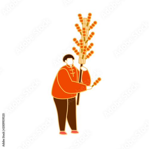 Bild auf Leinwand Man selling candied haws