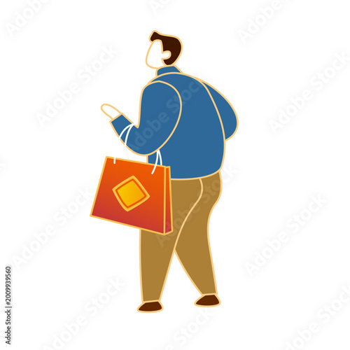 фотографія Man doing the annually  shopping then visiting