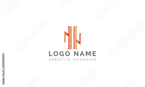 Free Download Orange and red stylized vertical monogram logo with hn letters, design element - GFXLoad