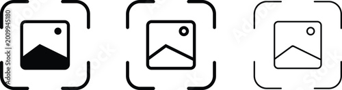 Bilde på lerret Three photo viewer icons with frames