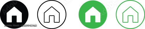 Set of house icons in circles