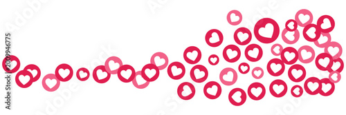 Heart Emoji Reaction Icons, Social Media Like Love Engagement, Flying Hearts Stream Vector Set, Feedback Communication
 Concept, Flat Illustration Isolated