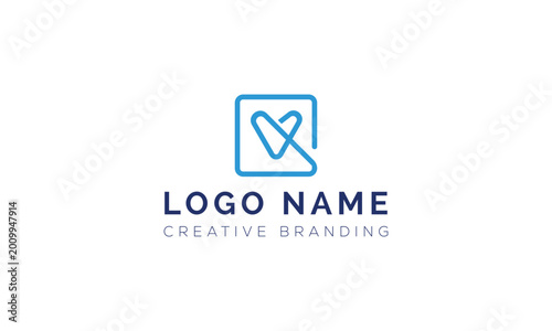 Free Download Abstract letter v line art square logo design with minimalist, identity - GFXLoad
