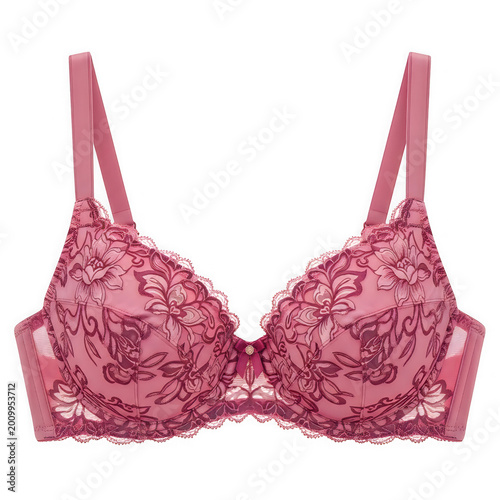 Elegant lace bralette in soft blush pink with delicate floral embellishments