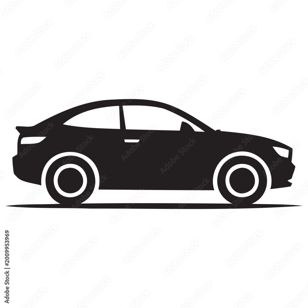 Fototapeta premium Compact hatchback passenger car side view silhouette vector icon