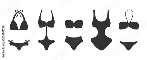 Canvas-taulu Minimal bikini set with different swimwear shapes for women fashion collection b