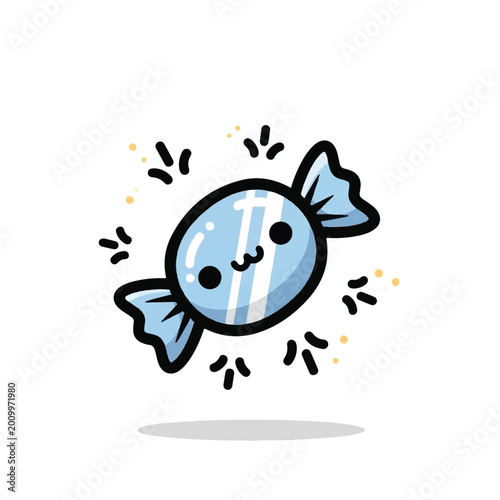 Vászonkép Cute Kawaii Candy Doodle Illustration with Sparkles.
