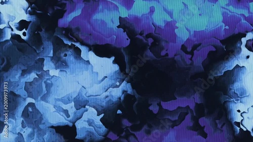 Abstract background loop featuring a dynamic and fluid texture with deep shades of blue purple and cyan. The colors swirl and shift creating a mesmerizing pattern.