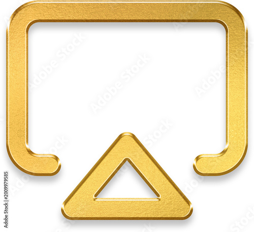 Foto Modern 3d gold airplay casting symbol with metallic finish for wireless screen m