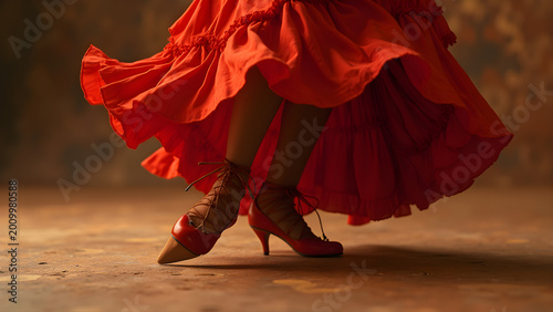 Flamenco dancer footwork photography. Capturing the rhythm of Flamenco dance. Ultra realistic images of Flamenco performances. Intricate details of Flamenco dancing.