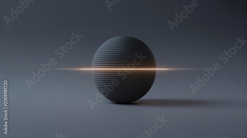 Abstract illustration of a horizontally illuminated, ribbed, ovoid three-dimensional form on a shaded surface.