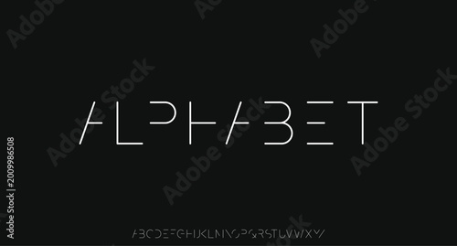 Quadro su tela Alphabet, Minimal abstract alphabet fonts and numbers