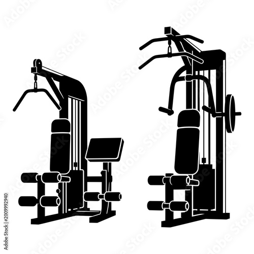 Multi-gym machine vector illustration for fitness and bodybuilding