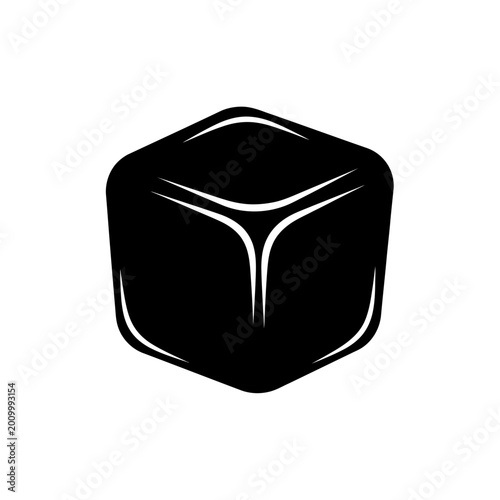 Minimalist Black Ice Cube Vector Illustration Icon