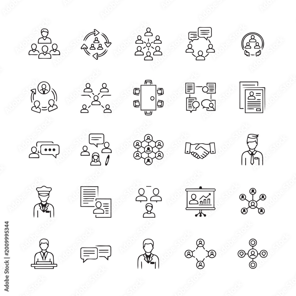 Fototapeta premium Business and teamwork icons showing people networking meetings handshakes
