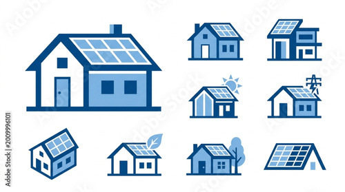 Slika na platnu Solar powered house with panels.