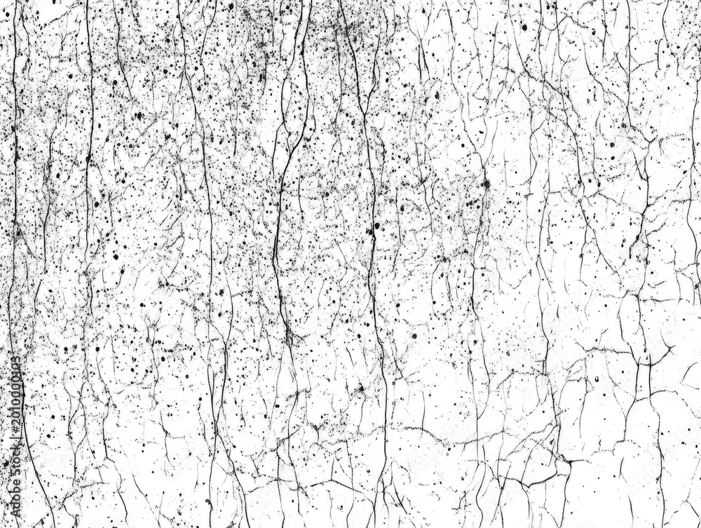 Fototapeta premium black and white close up of a distressed, cracked, and splattered surface. 