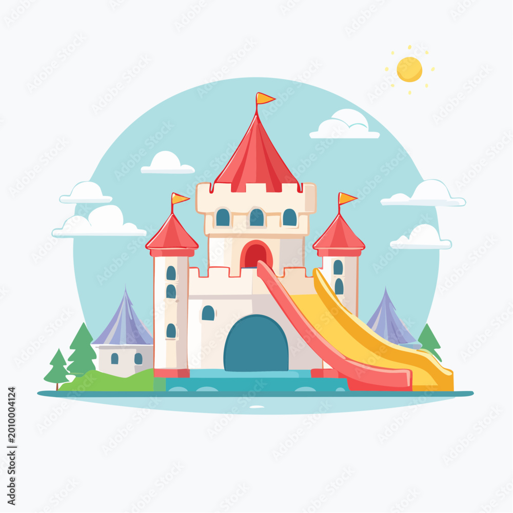 Fototapeta premium Inflatable Castle Bounce House with Slide