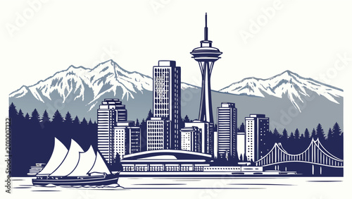 Vancouver Skyline Silhouette Art
