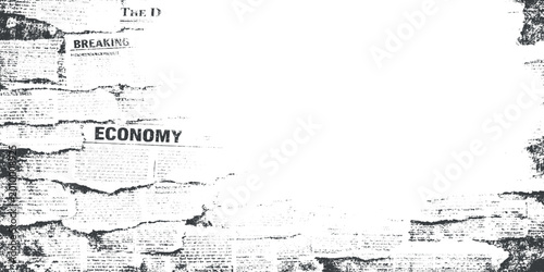 Konstfotografi Vintage newspaper clippings background with grunge torn paper effect black and w