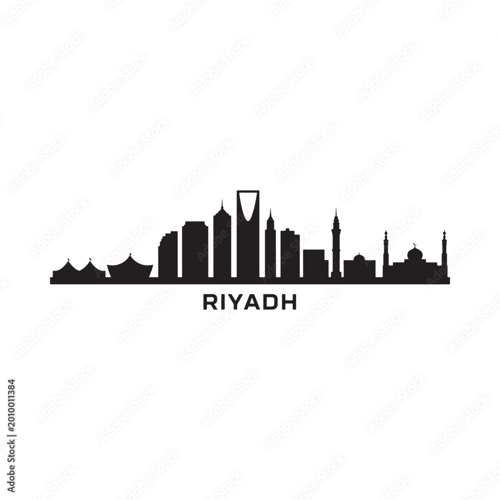 Fototapeta premium Riyadh skyline silhouette against a white background