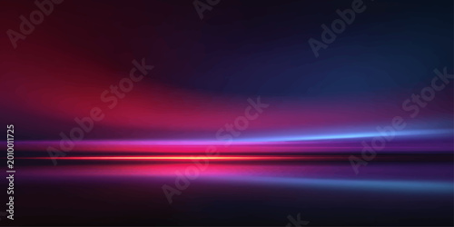 Фотография Abstract neon light streaks create a vibrant, futuristic atmosphere with deep blue and magenta hues, evoking a sense of dynamism and modern design