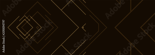 Dark brown background with gold geometric lines in art deco style. Elegant and luxurious design for branding, packaging and invitations.