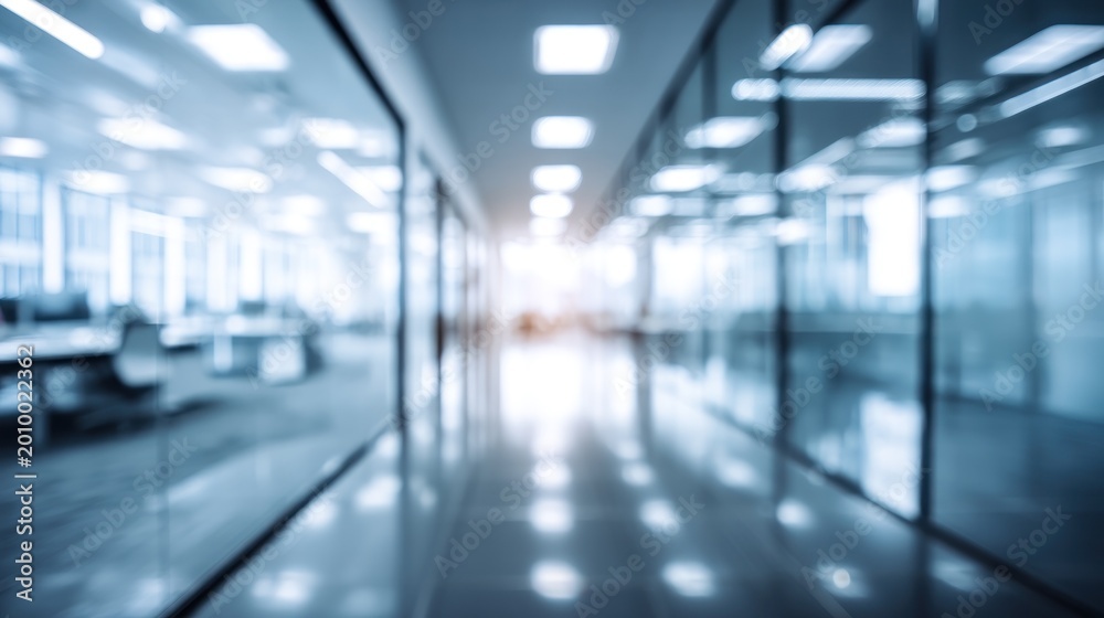 Fototapeta premium Blurred office corridor with natural light