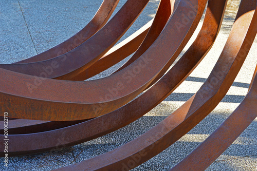 Corten steel metal installation by french sculptor Bernar Venet