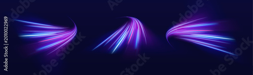 Foto Neon arcs form circular glowing vortex motion design