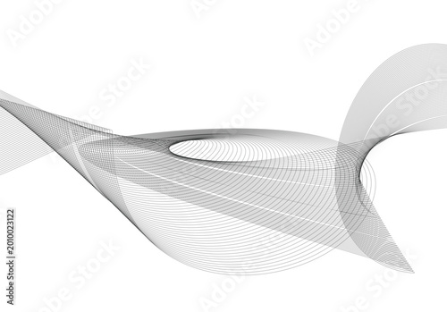 Billede på lærred Abstract bright blue lines crossing and curving on a black background creating a