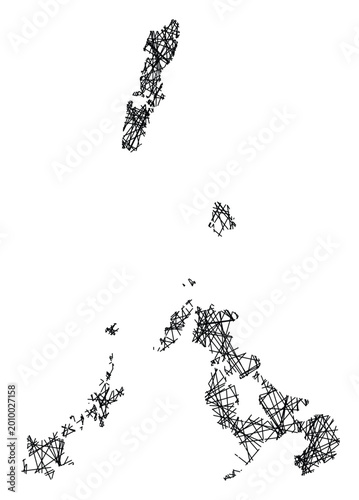 Bild auf Leinwand Symbol Map of the Prefecture Nagasaki (Japan) showing the state with black, cros