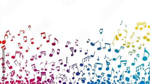 A Colorful Symphony of Musical Harmony with Bright Notes and Vibrant Abstract Expressions of Sound