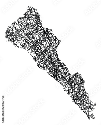 Bild auf Leinwand Symbol Map of the State Sinaloa (Mexico) showing the state with black, crossing