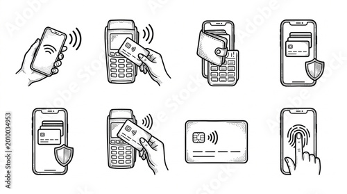 Schilderij op canvas Mobile phone with payment methods.